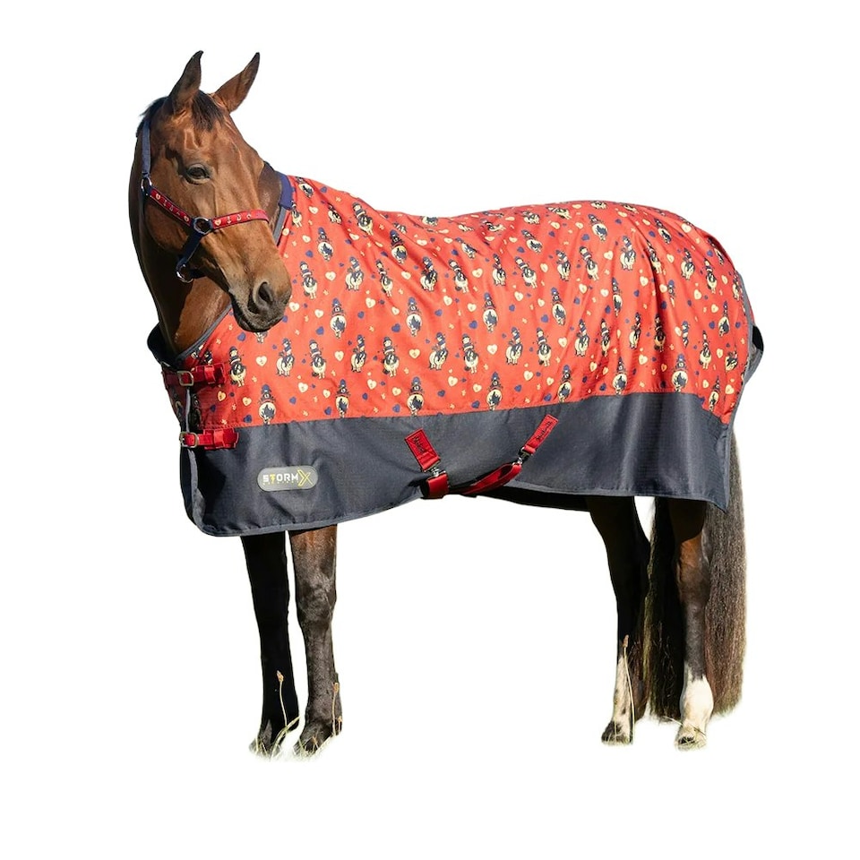 image 1 of Thelwell StormX Original 100 Balancing Act Standard-Neck 100g Horse Turnout Rug - Red/Navy - 6´ 3"