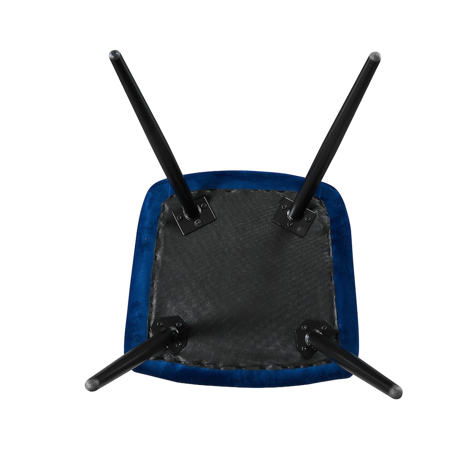 image 1 of Set of 4 Camden Modern Velvet Dining Chairs with Armrests, Quilted Design & Black Metal Legs | Blue