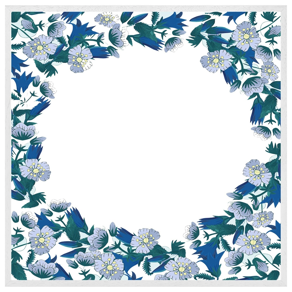 image 1 of Winter blue flowers (Picture Frame) White | XL