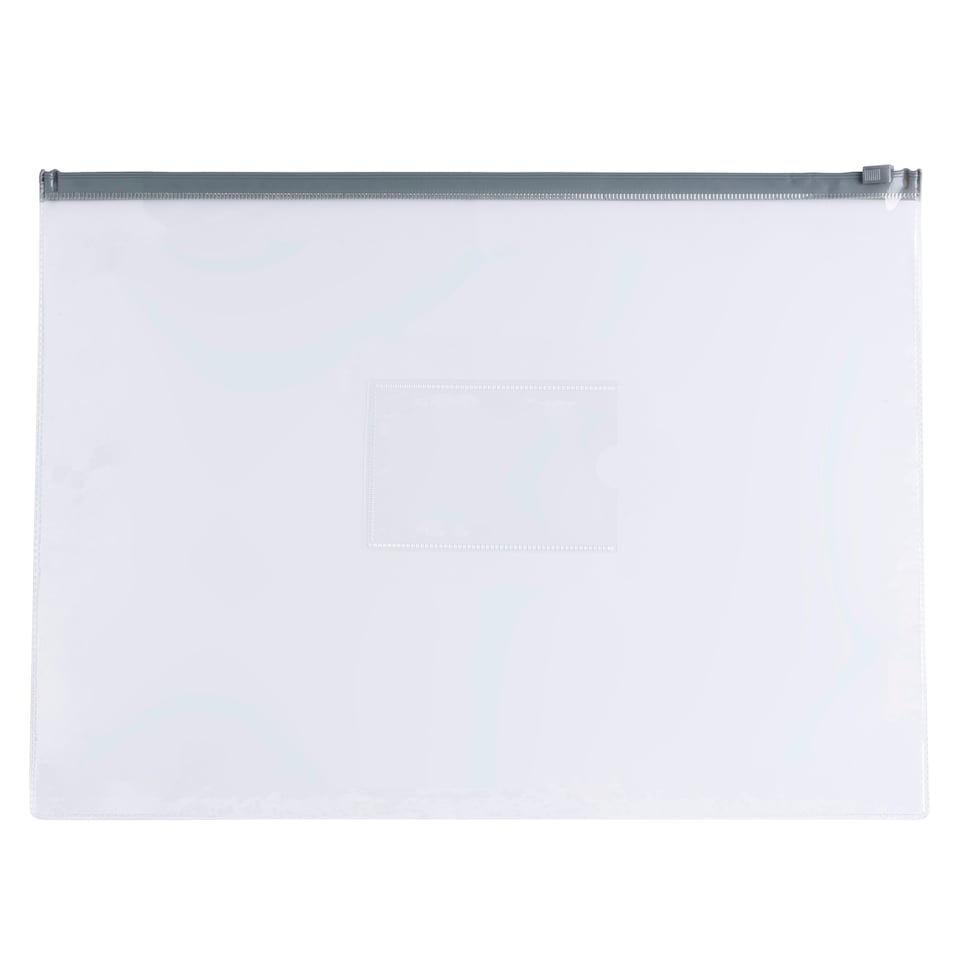 image 1 of Pack of 12 A4 Clear Zippy Bags with Grey Zip