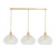 image 4 of ValueLights Corinne Twill Spiral Glass 3 Drop Brushed Gold Diner Ceiling Pendant Light Gold