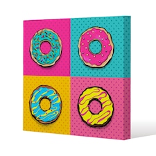 donut cartoon pop art style (Canvas Print) / 114 x 114 x 4cm | Multi