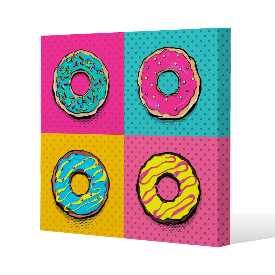 donut cartoon pop art style (Canvas Print) / 114 x 114 x 4cm | Multi