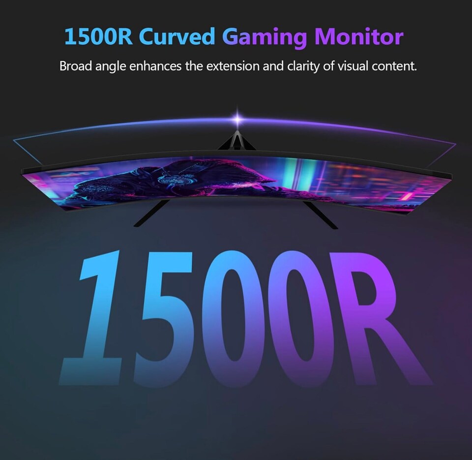 image 1 of Z-Edge 27 Inch QHD Curved Gaming Monitor 165Hz 144Hz 1440P VA 1500R HDMI DP | PC Monitor 2K 2560x1440 16:9 1ms MPRT, 130% sRGB, 300cd/m² Brightness, FreeSync, Crosshair, VESA Mountable, Black