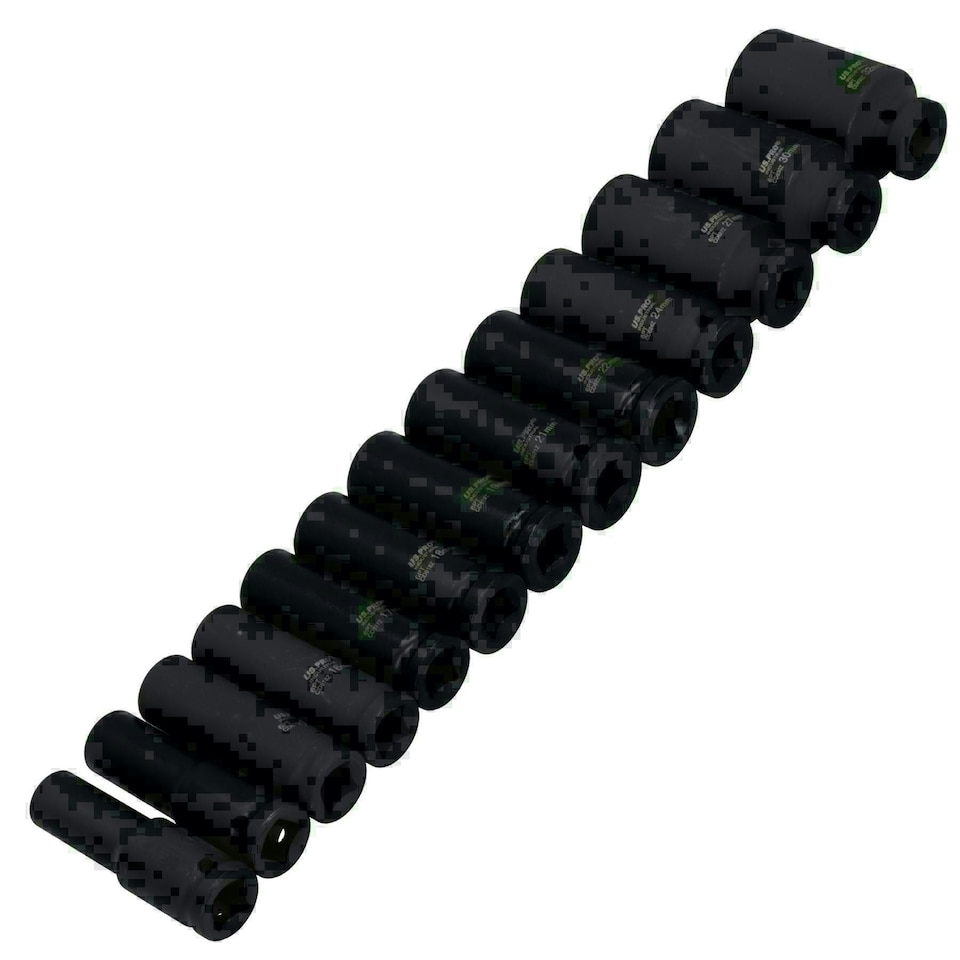 image 1 of 1/2in Drive Metric Deep Impact Impacted Sockets 6 Sided 13mm - 32mm 13pc