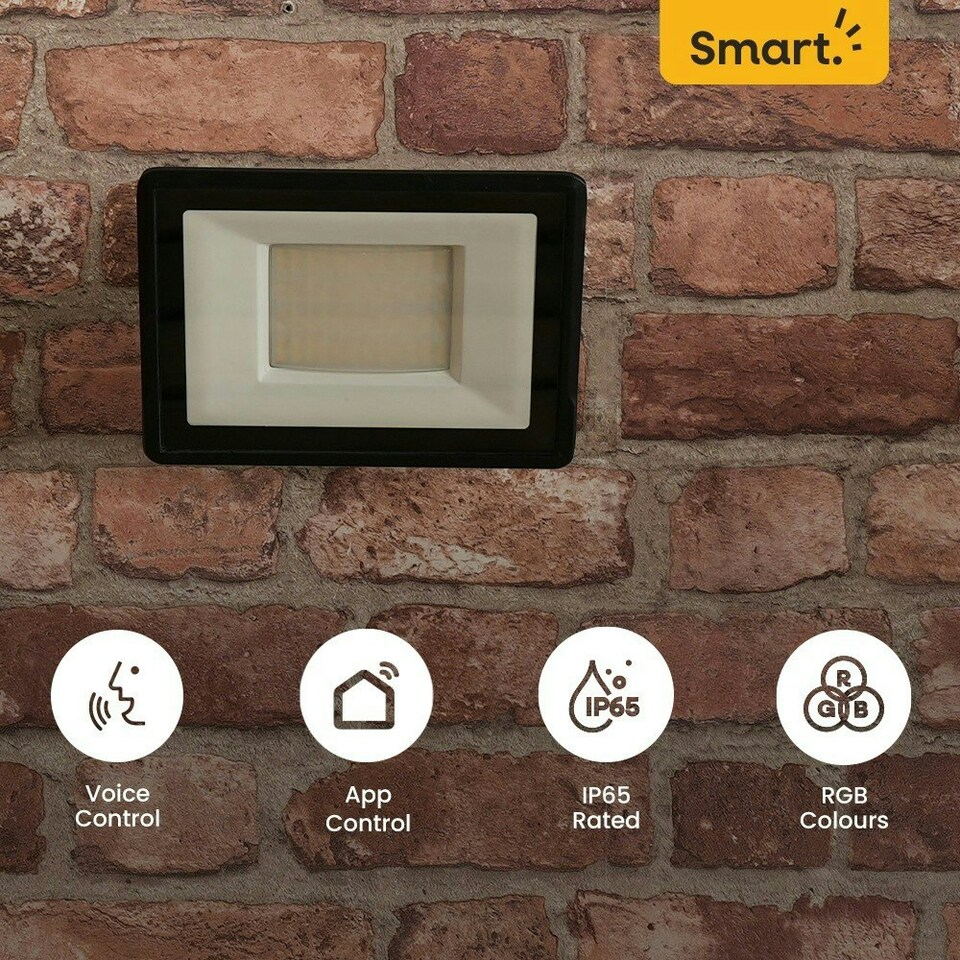 image 1 of ValueLights Smart RBG 50W Outdoor Wall Floodlight IP65 Black