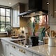image 2 of Artistic abstract leaves Designer Splash Back | White
