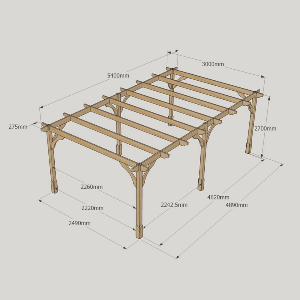 image 1 of Premium Pergola 6 Posts - Wood - L300 x W540 x H270 cm - Rustic Brown