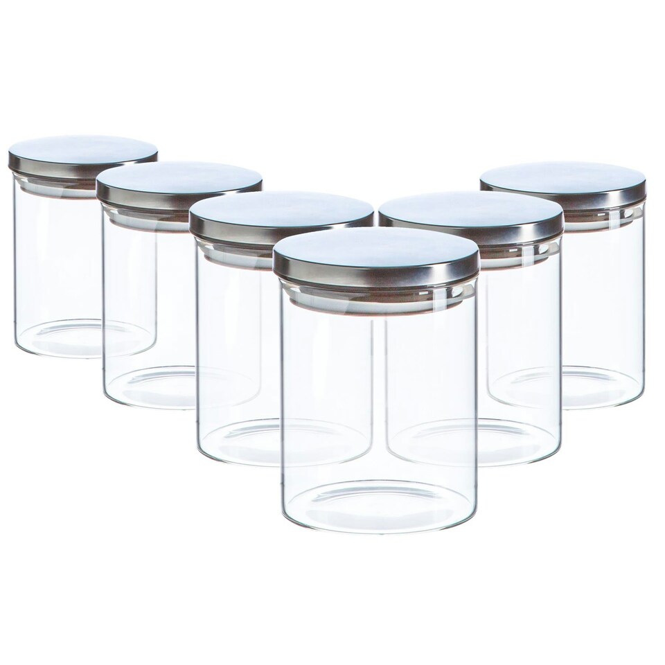 image 1 of Argon Tableware Scandi Storage Jars with Metallic Lids - 750ml - Silver - Pack of 6