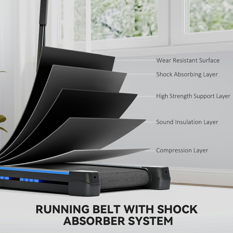 image 1 of HOMCOM 1-6 km/h Folding Motorised Treadmill Walking w/ Remote Control, Blue