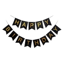 Happy Birthday Party Banner Black