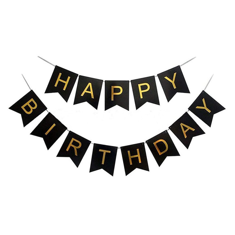 image 1 of Happy Birthday Party Banner Black