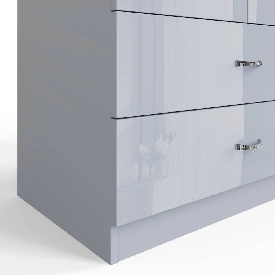 image 1 of FWStyle Chilton Combination Wardrobe 2 Door 2 Drawer - Grey Gloss Front Grey