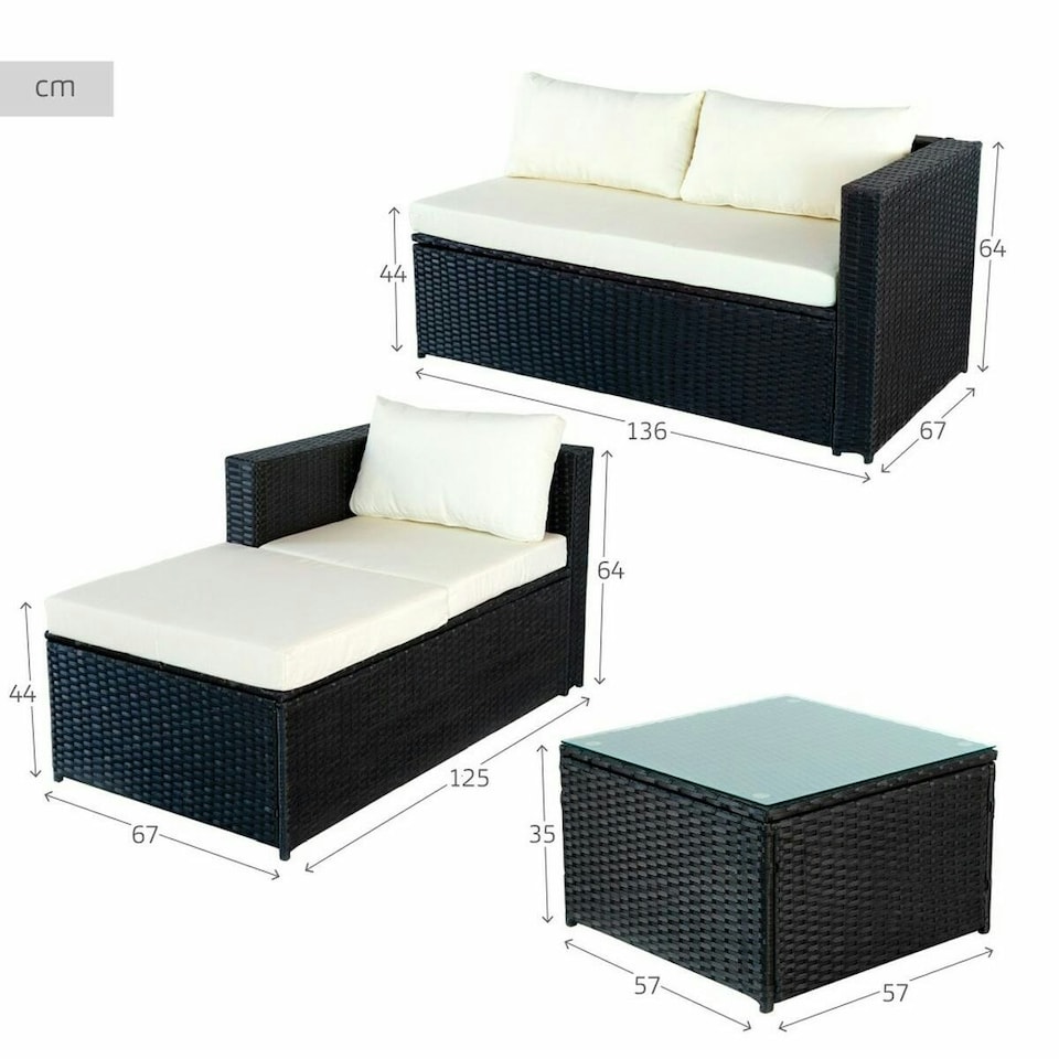 image 1 of Sofa and table set Aktive 3-Seater Sofa Side table 125 x 67 x 64 cm