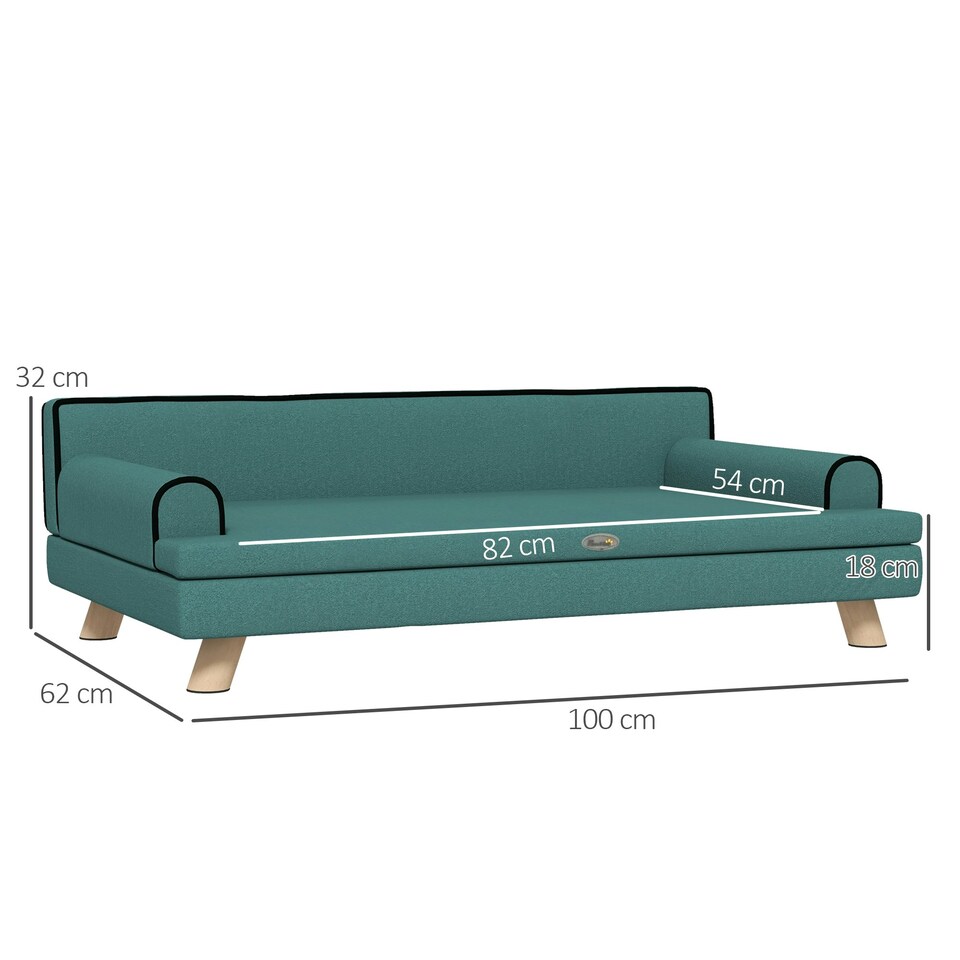 image 1 of PawHut Dog Sofa w/ Legs, Water-Resistant Fabric for Large, Medium Dogs - Green