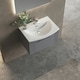 image 3 of Retro 1 Drawer Wall Hung Vanity Unit with Curved 1 Tap Hole Ceramic Basin - 600mm - Satin Grey - Balterley Grey