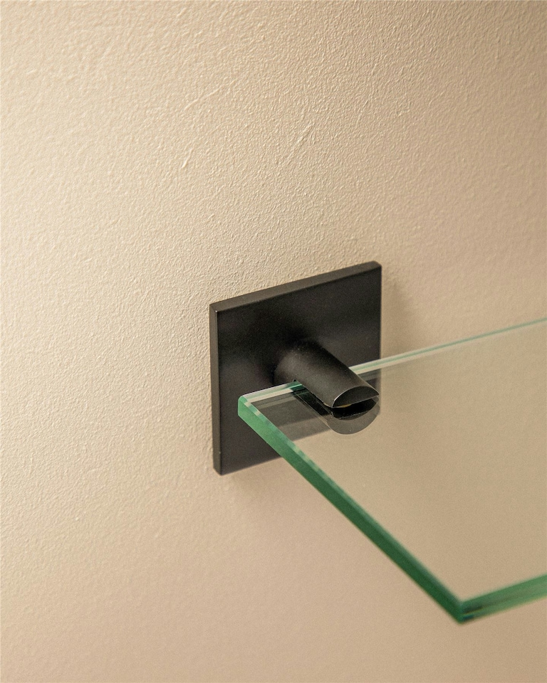 image 1 of Cosmic Glass Shelf with Durable Metal for Bathroom, Matte Finish Black - 40cm | Multi | 1