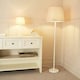 image 3 of ValueLights Charlie White Floor Lamp Beige Taper Shade 