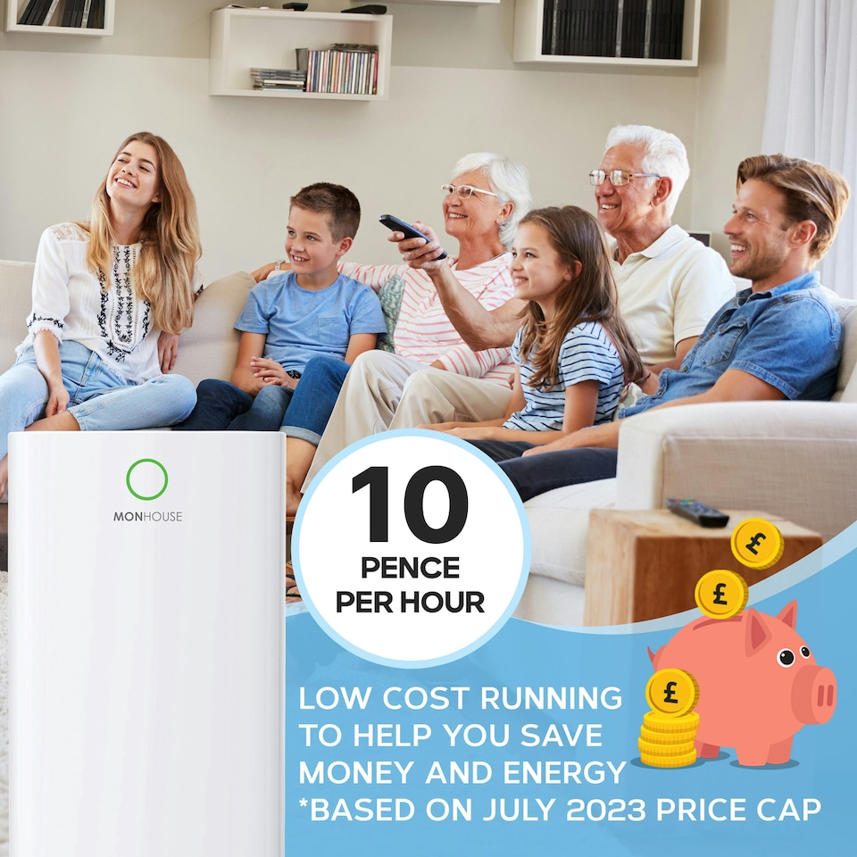 image 1 of MONHOUSE 20L/Day Digital Dehumidifier - Large 4L Tank - Sleep Mode, 24 HR Timer For Office, Home, Bedroom & Kitchen - Portable Electric Mould, Damp, Remover