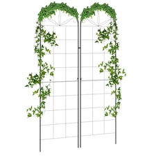 Outsunny Set of 2 Metal Trellis for Climbing Plants, Grid Design, 50 x 180cm