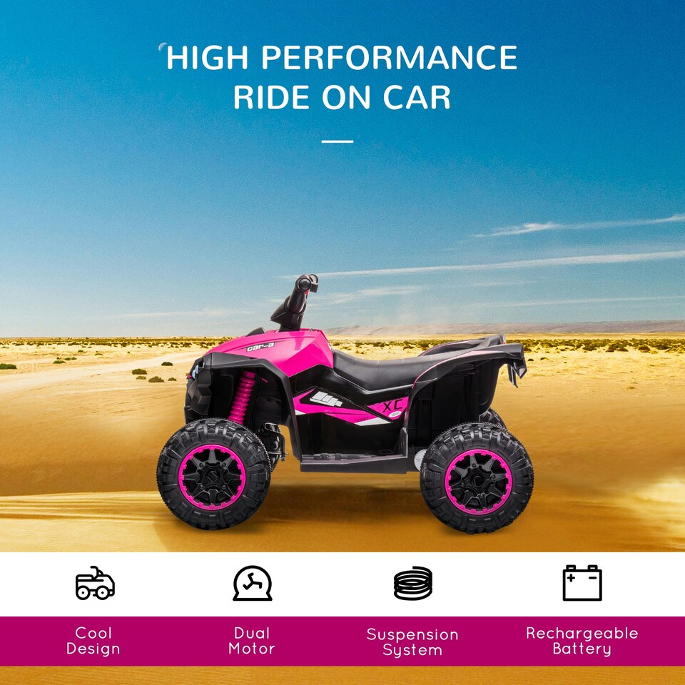 image 1 of HOMCOM 12V Electric Quad Bikes for Kids Ride On Car ATV Toy for 3-5 Years Pink