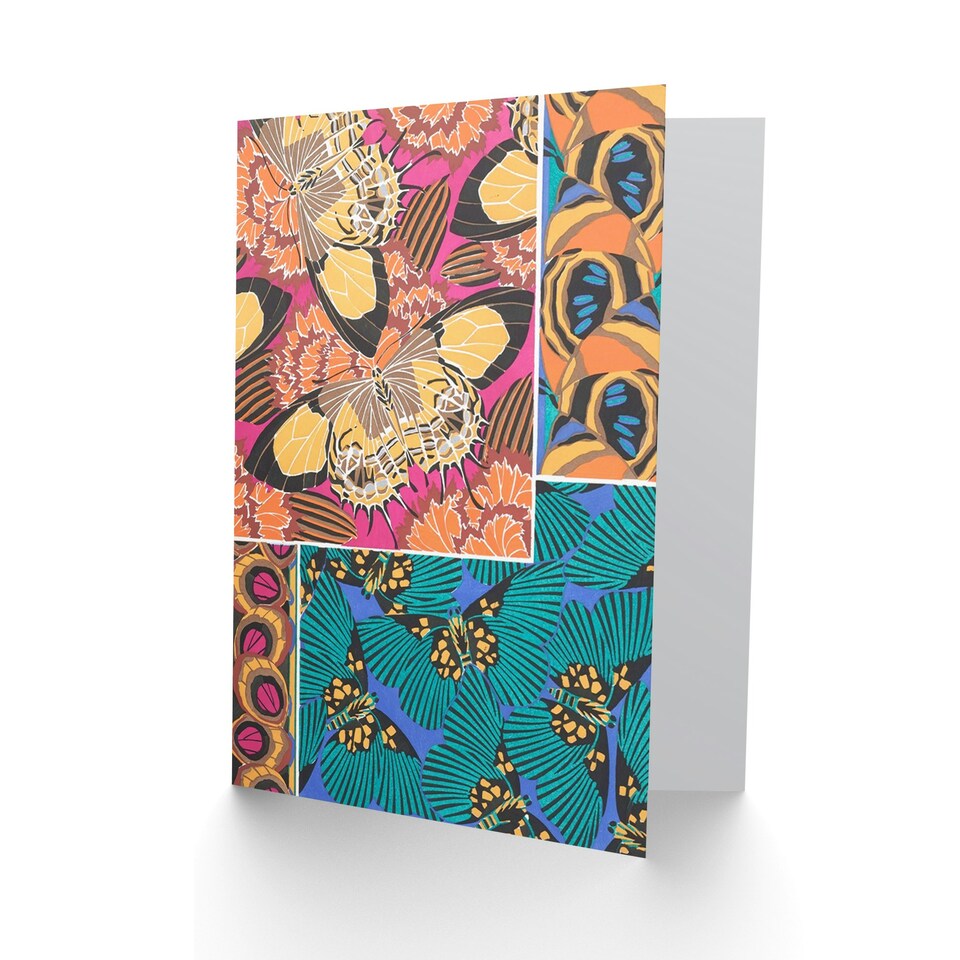 image 1 of Butterflies Wings Colourful Collage Art Blank Card
