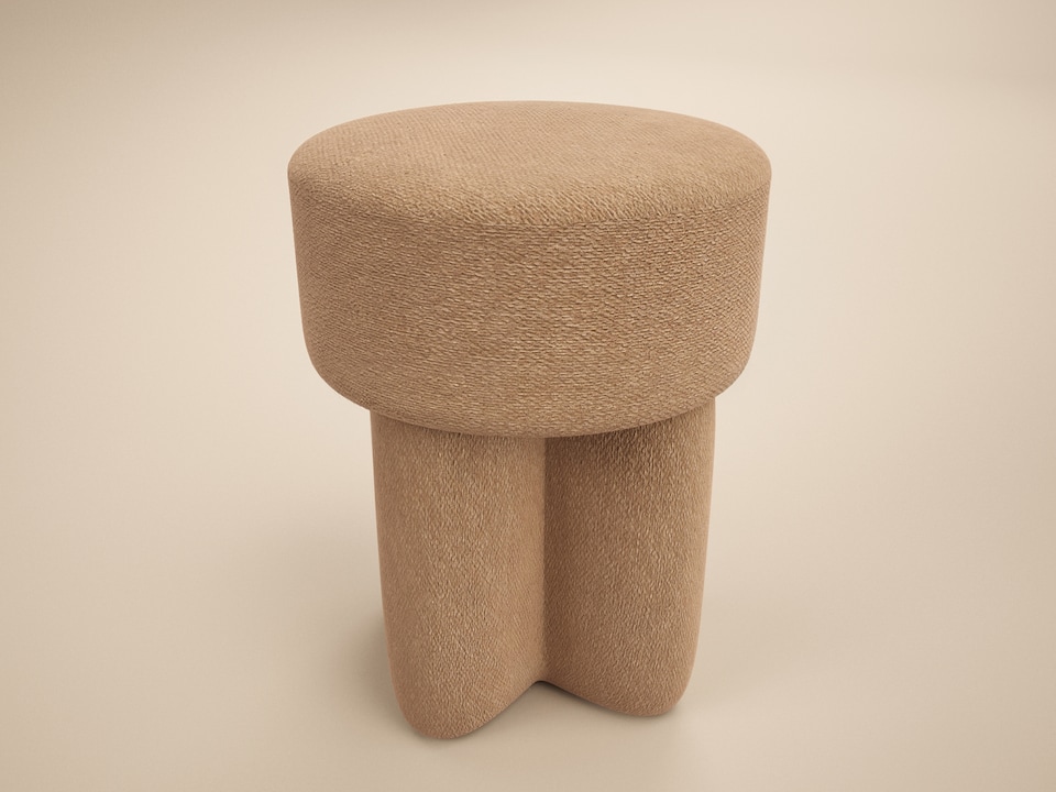 image 1 of SOLACE+CO Astrid Wave Chenille Round Pouffe Light Brown