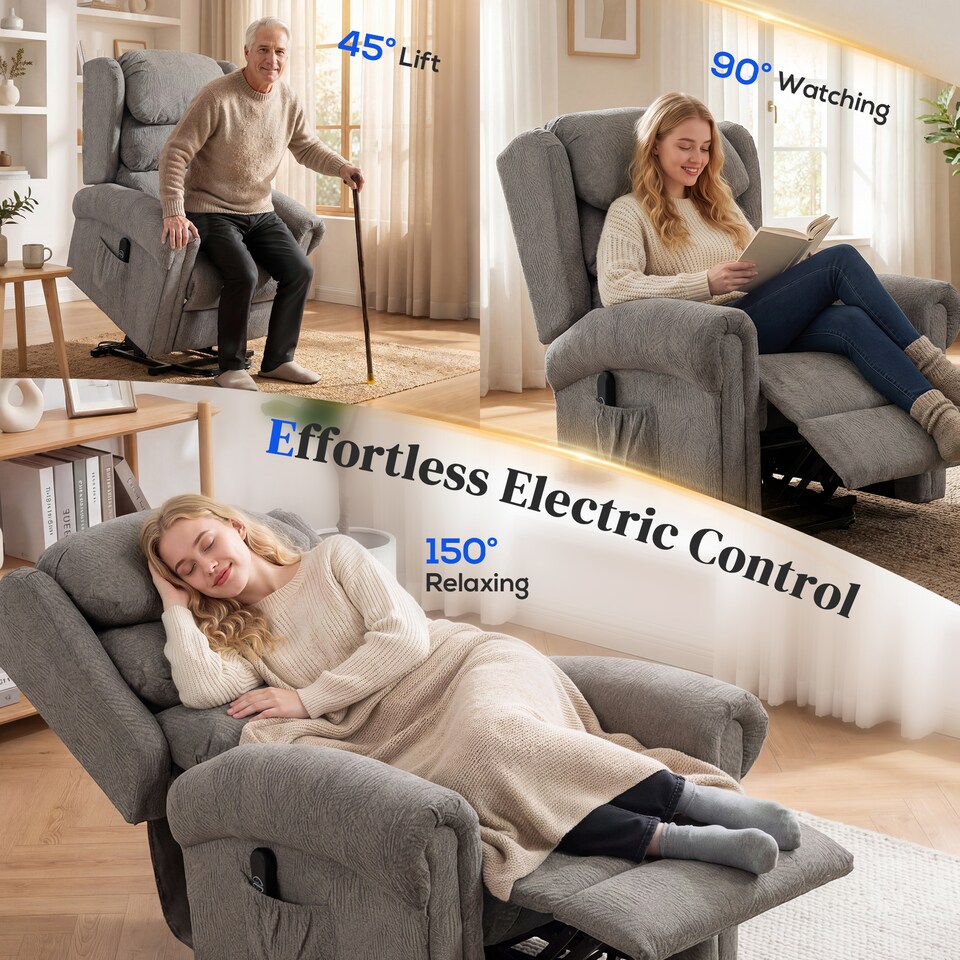 image 1 of HOMCOM Power Lift Recliner Chair for Elderly with Remote Control, Dark Grey