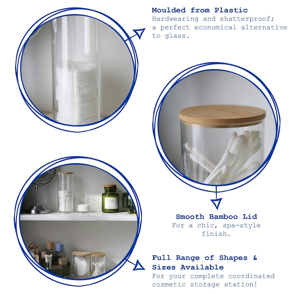 image 1 of Harbour Housewares Reusable Plastic Bathroom Canisters with Clear Lid - Pack of 4