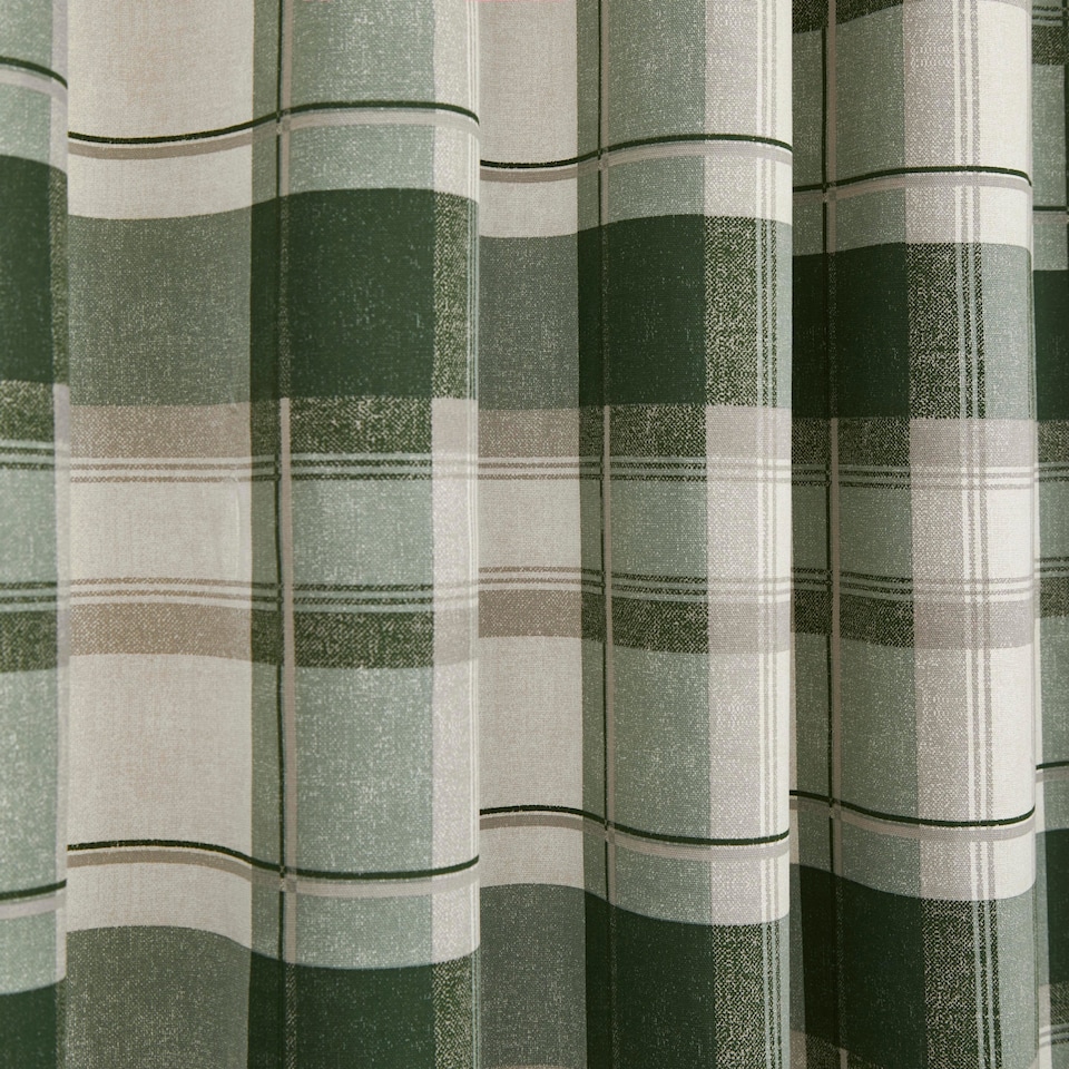 image 1 of Fusion Balmoral Check Eyelet Curtains Bottle Green