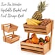 image 1 of Two-Tier Wooden Vegetable Basket & Fruit Storage Rack – Freestanding Countertop Food Storage Bowl for Kitchen Organisation