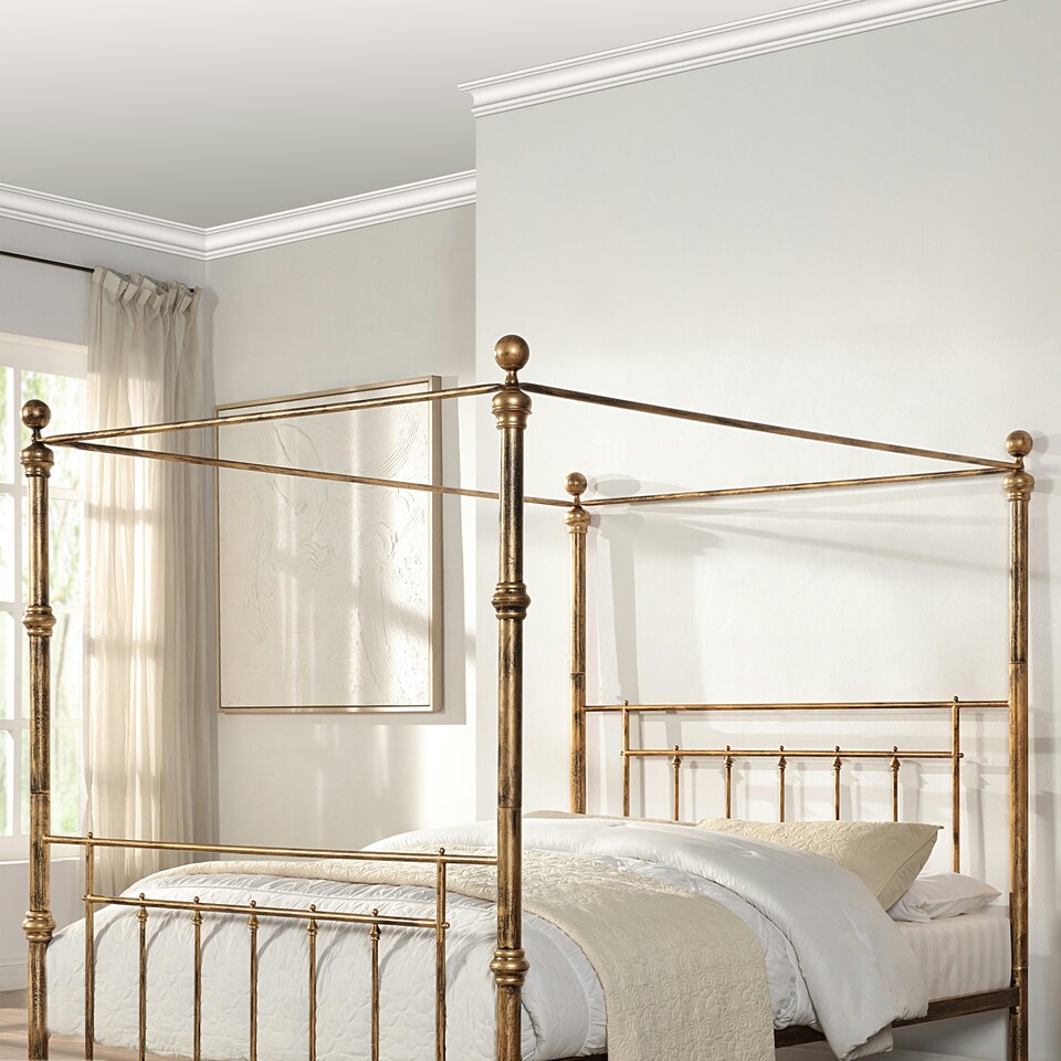 image 1 of Welwyn Vintage Victorian 4 Poster Antique Brass Metal Bed Frame (Double)