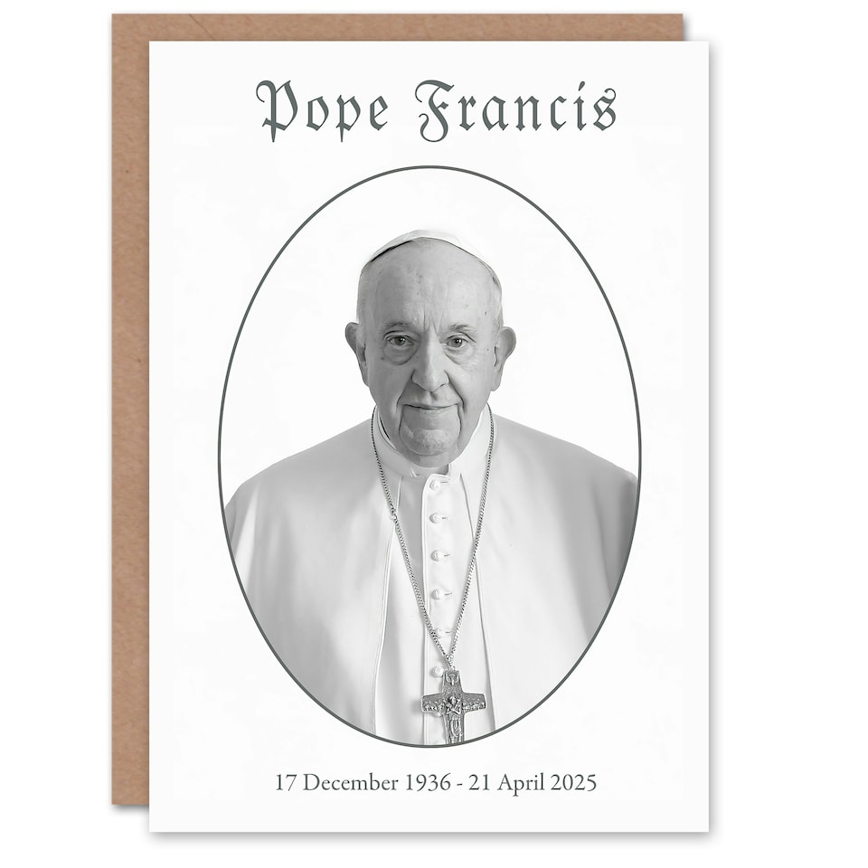 image 1 of Pope Francis Memorial Black & White Portrait Blank Greeting Card