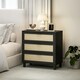 image 2 of HOMCOM 3 Drawer Cabinet Storage Cupboard Sideboard Organiser, Black Black | Nature Wood Finish