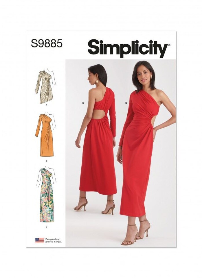 Simplicity 9885 Paper Sewing Pattern – Women’s Dress, Size K5 (8–10–12–14–16), Intermediate
