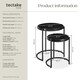 image 6 of Side Table Ellsa - marble top, steel frame, elegant design - Set of 2 Black