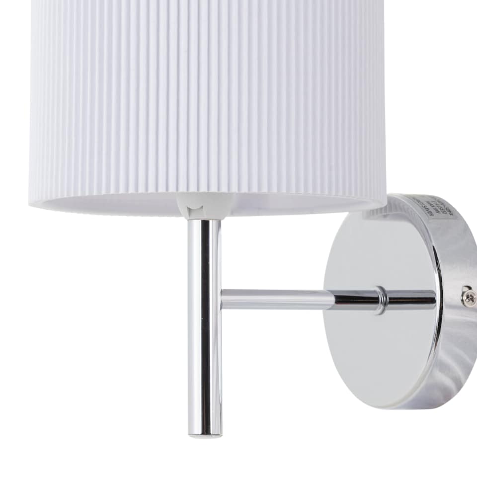 image 1 of Brea - Chrome Wall Light with White Pleated Shade | Chrome | White | 1