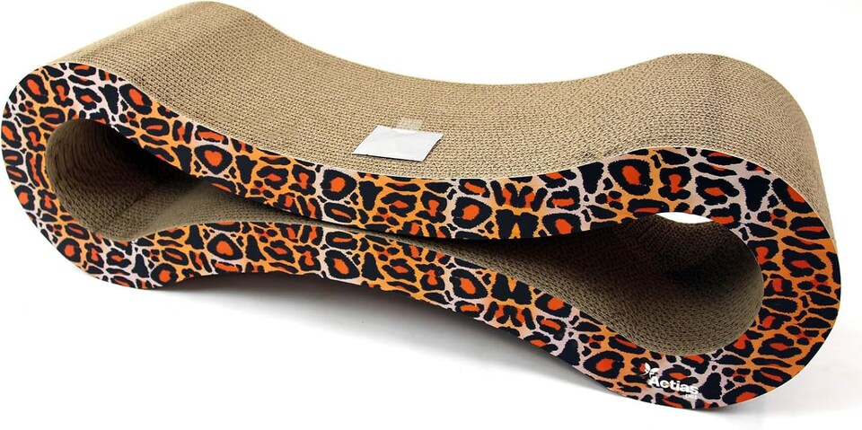 image 1 of Actiaspet - Leopard Print Cardboard Cat Scratching Post/Sofa Bed Style with Catnip | 86.5 x 25 x 26 cm