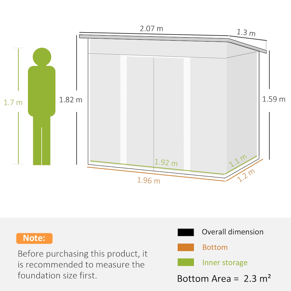 image 1 of Outsunny 7 x 4ft Outdoor Garden Storage Shed for Backyard Patio Light Green
