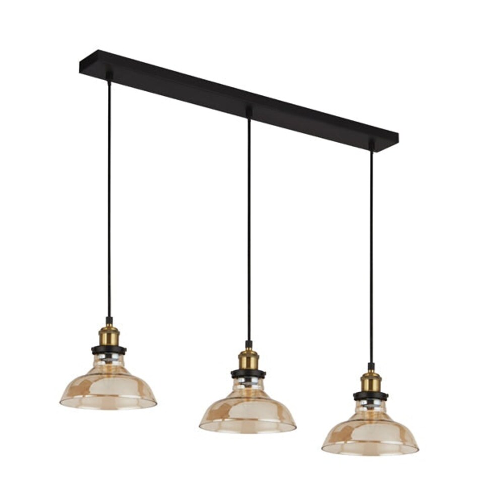image 1 of Melina Antique Brass & Amber Ceiling Bar