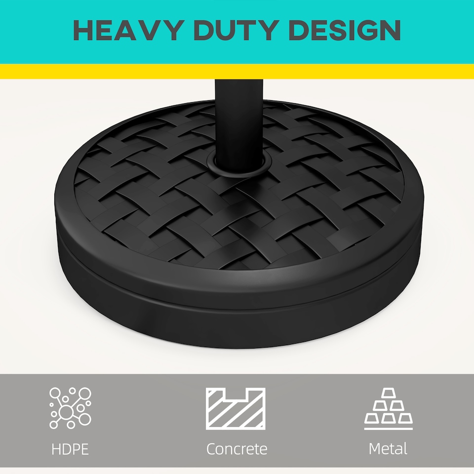 image 1 of Outsunny 18kg Concrete Parasol Base with Rattan Effect Heavy Duty Umbrella Stand | Black | Black