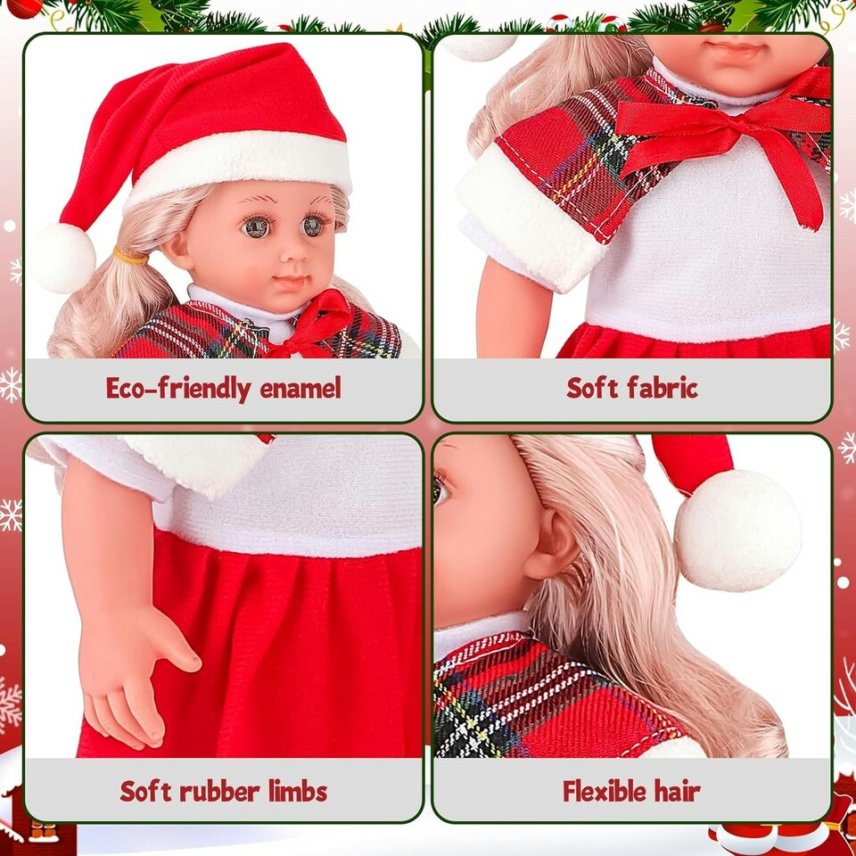 image 1 of Christmas Baby Doll Toy Set dress-up doll Toddler Kids Gift Birthdays play set 3 Set Dolls Clothes and fun accessories