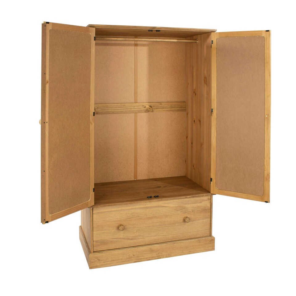 image 1 of Cotswold, 2 Mirror Door, 1 Drawer Wardrobe Brown