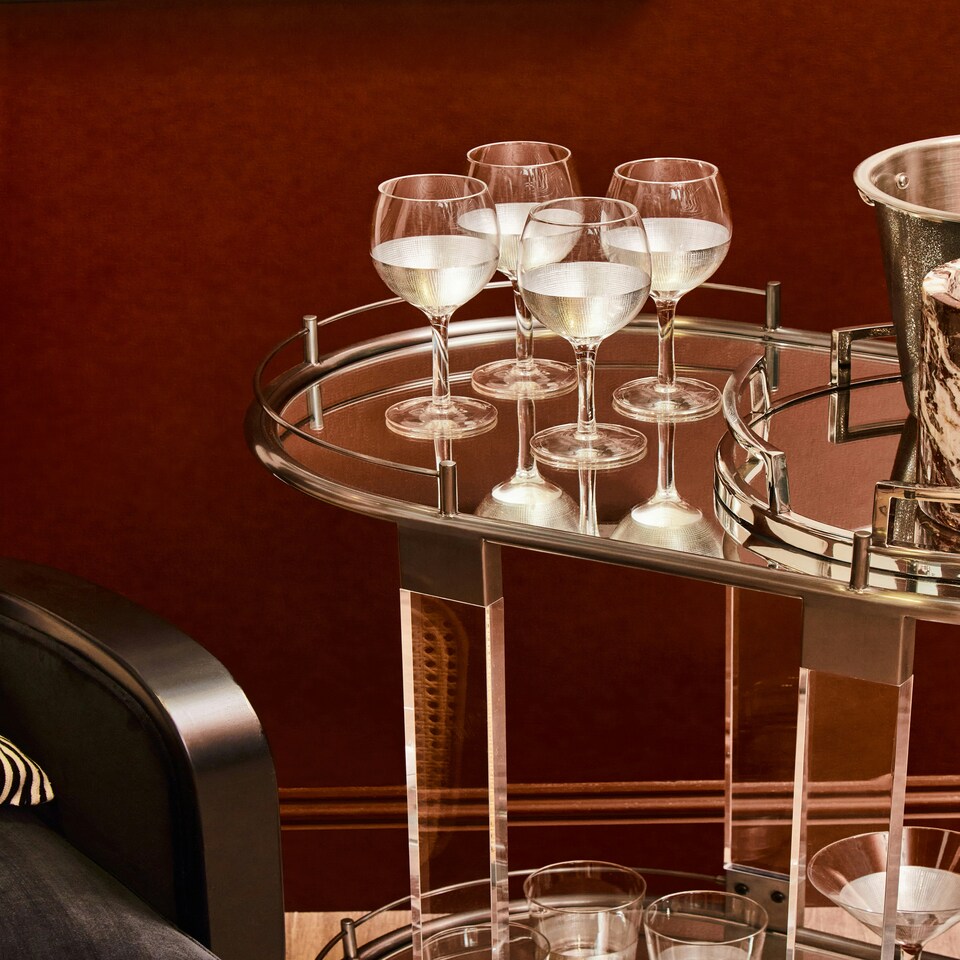 image 1 of Interiors by Premier Metallic Frame Drinks Trolley, Sleek Gold & Black Bar Serving Cart, Functional Two‑Tier Beverage Trolley Black