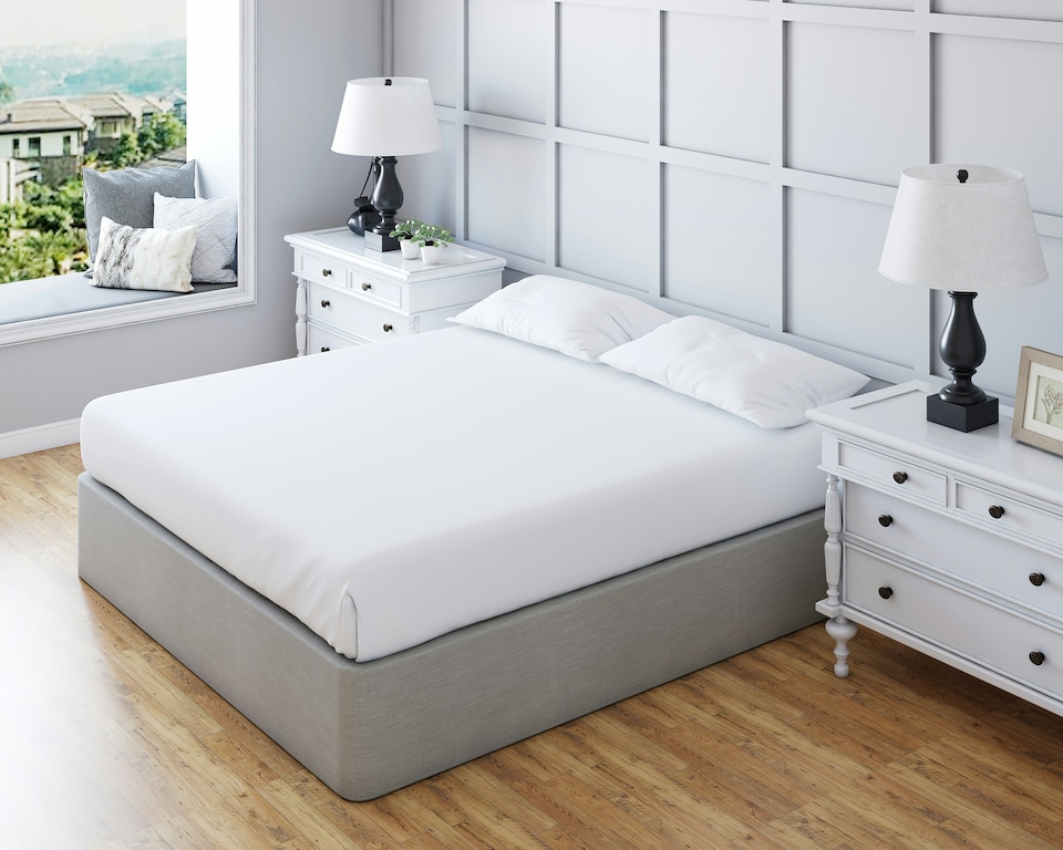 image 1 of Fitted Sheet Polycotton Plain Dyed Extra Deep 25cm Bed Linen | Grey | Double