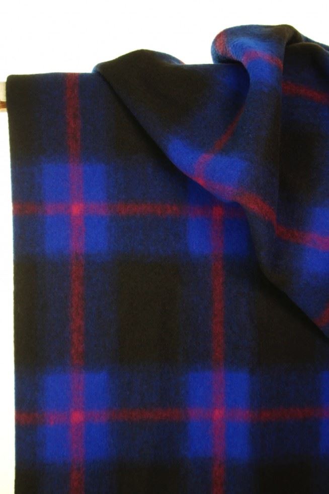Atelier Jupe Black & Royal Blue Wool Blend Coating Dressmaking Fabric per metre - 145cm / 57" Wide