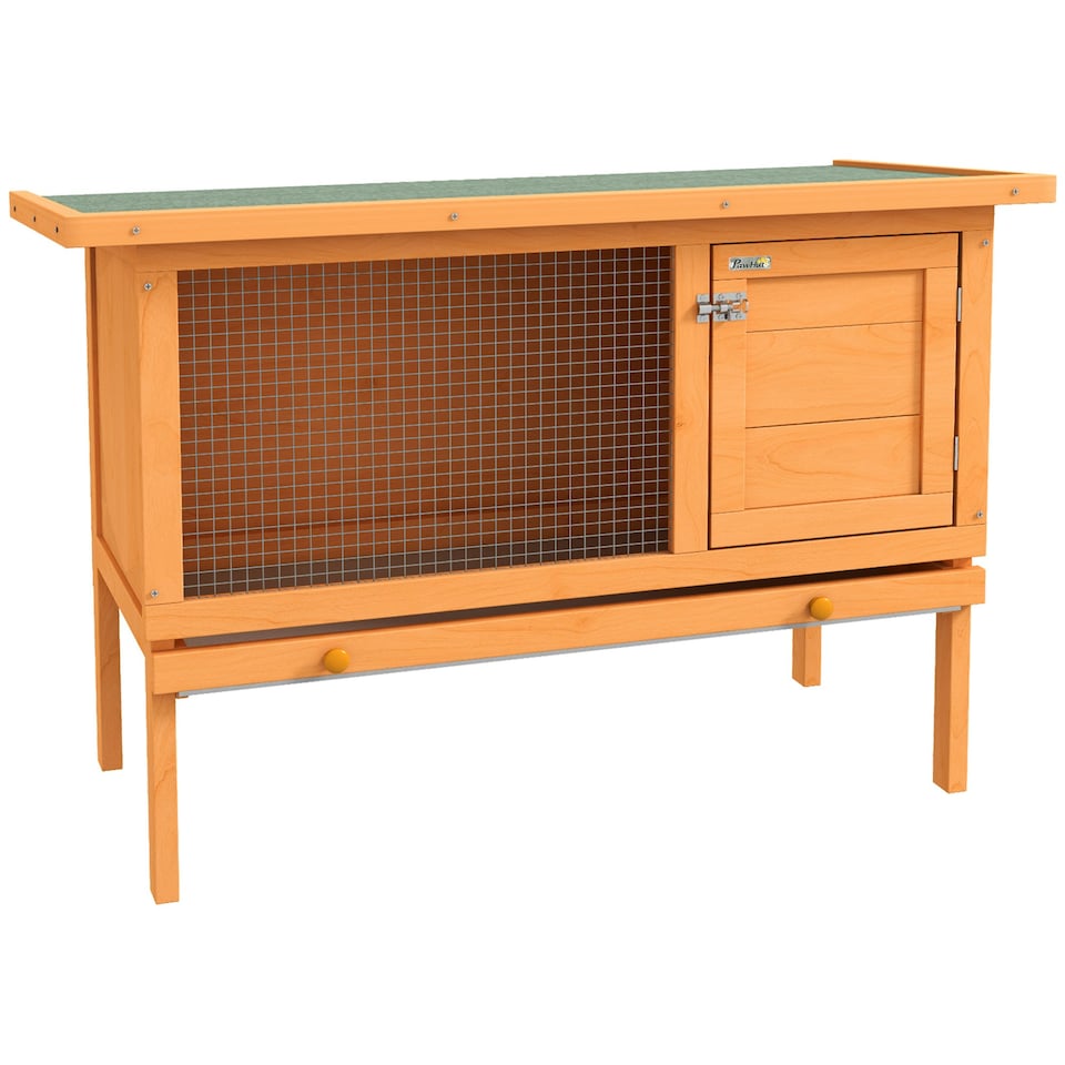 image 1 of PawHut Rabbit Hutch, Guinea Pig Hutch Outdoor Cage w/ Waterproof Roof, Green