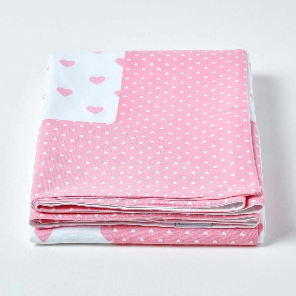 image 1 of Homescapes Cotton Pink Heart Decorative Sofa Throw Pink