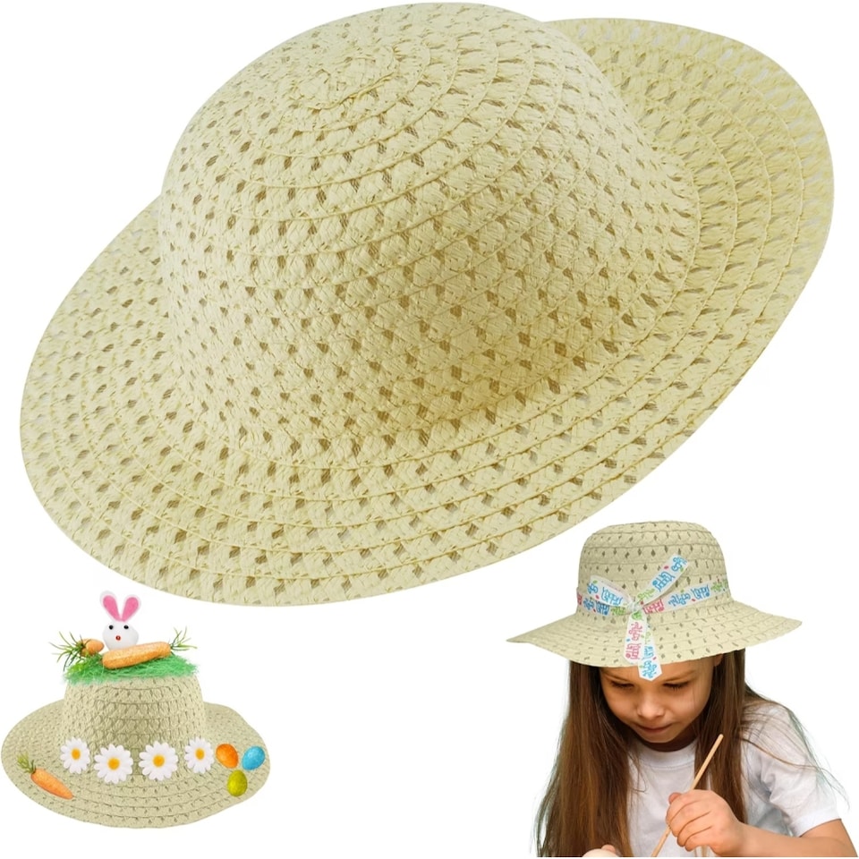 image 1 of Children's Pale Yellow Easter Fancy Dress Bonnet
