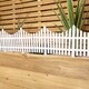 image 2 of 33cm 4 Piece Set White Wood Effect Picket Fence Garden Edging | White | White | 4